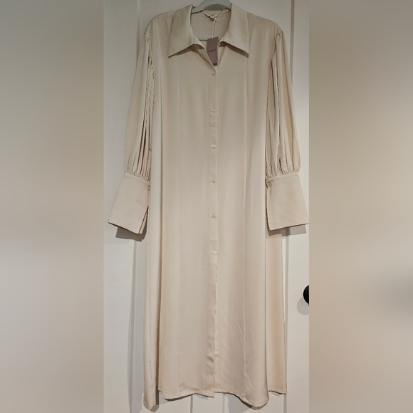 NWT Long Sleeve Drape Shirt Robe Dress (Cream) - NAP Loungewear - Picture 8 of 13